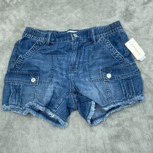 Lucky Brand Womens XS Denim Cargo Shorts Frayed Hem 100% Cotton Blue NWT 4234